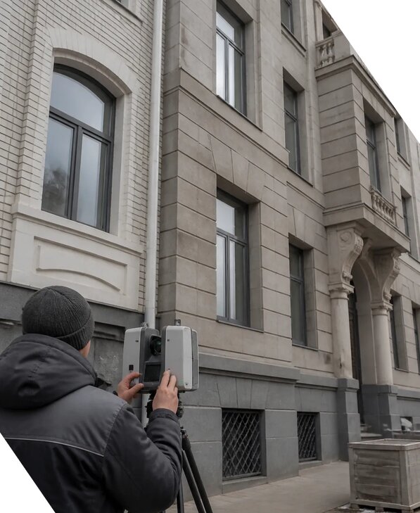 Лазерное сканирование фасадов зданий для обследования в Озёрске